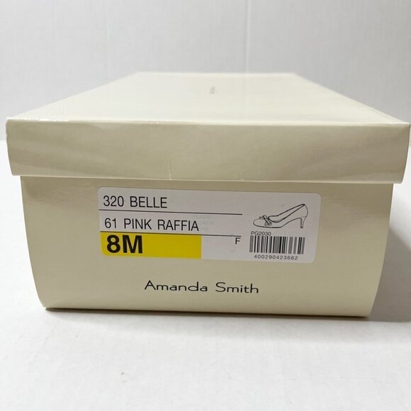 Amanda Smith Women's Belle High Heels Size 8M Pink Raffia Bow Straw Tweed Pumps - Picture 10 of 12